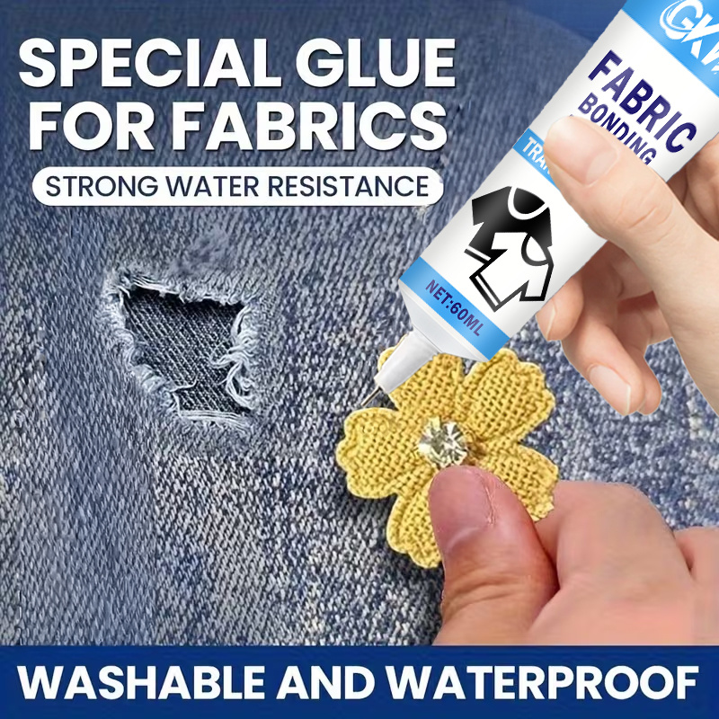 Fabric Glue Bond - Colle textile forte, adhésif transparent lavable,