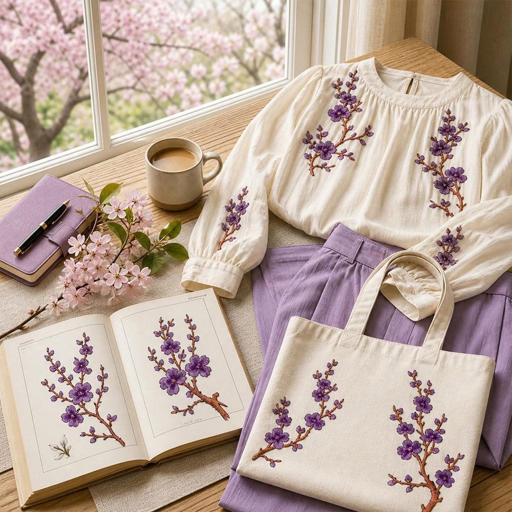 Sewing In Textile - Patchs thermocollants DIY Fleur de cerisier,