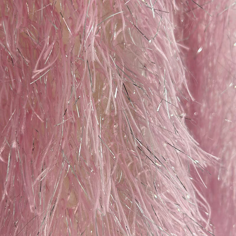 Sewing Knit - Tissu en tulle à franges dorées