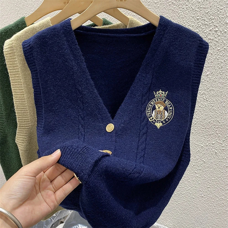 Nouveau ours brodé tricoté amp - Sewing Vest avis et prix