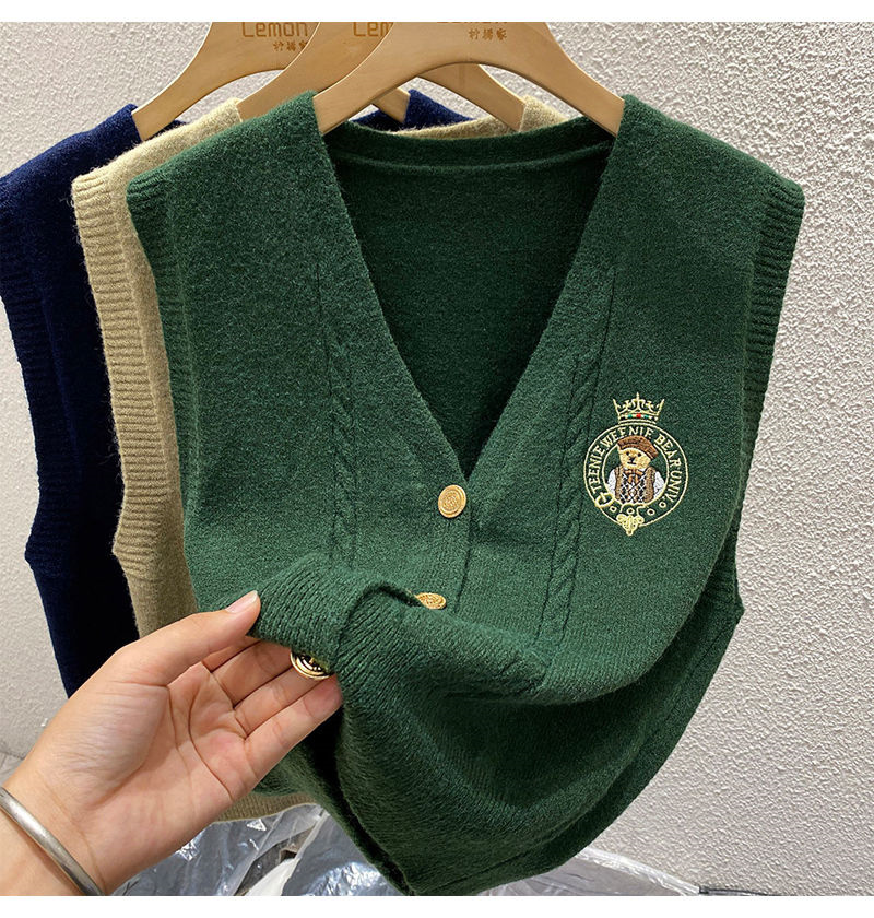 Nouveau ours brodé tricoté amp - Sewing Vest avis et prix