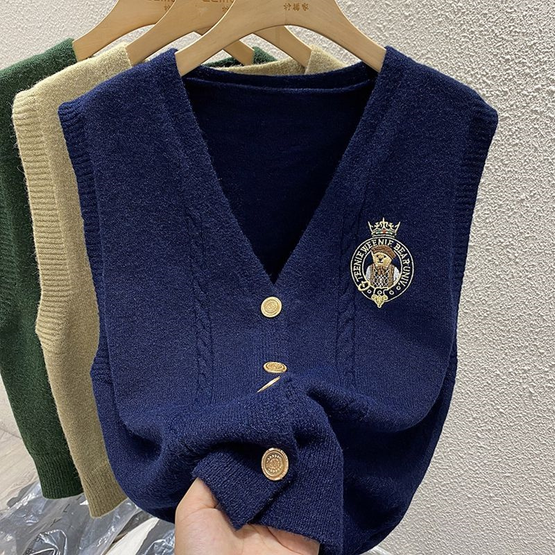 Nouveau ours brodé tricoté amp - Sewing Vest avis et prix