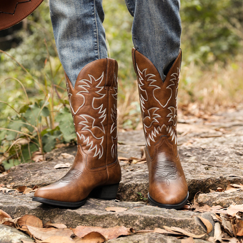 Nouvelles bottes de cowboy fai - Sewing Embroidery Fabric avis et prix